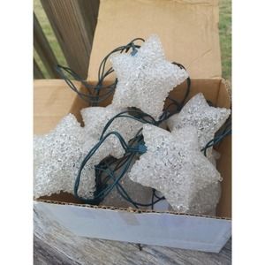 Lillian Vernon Frosted Star Christmas Light Garland 5' in Box